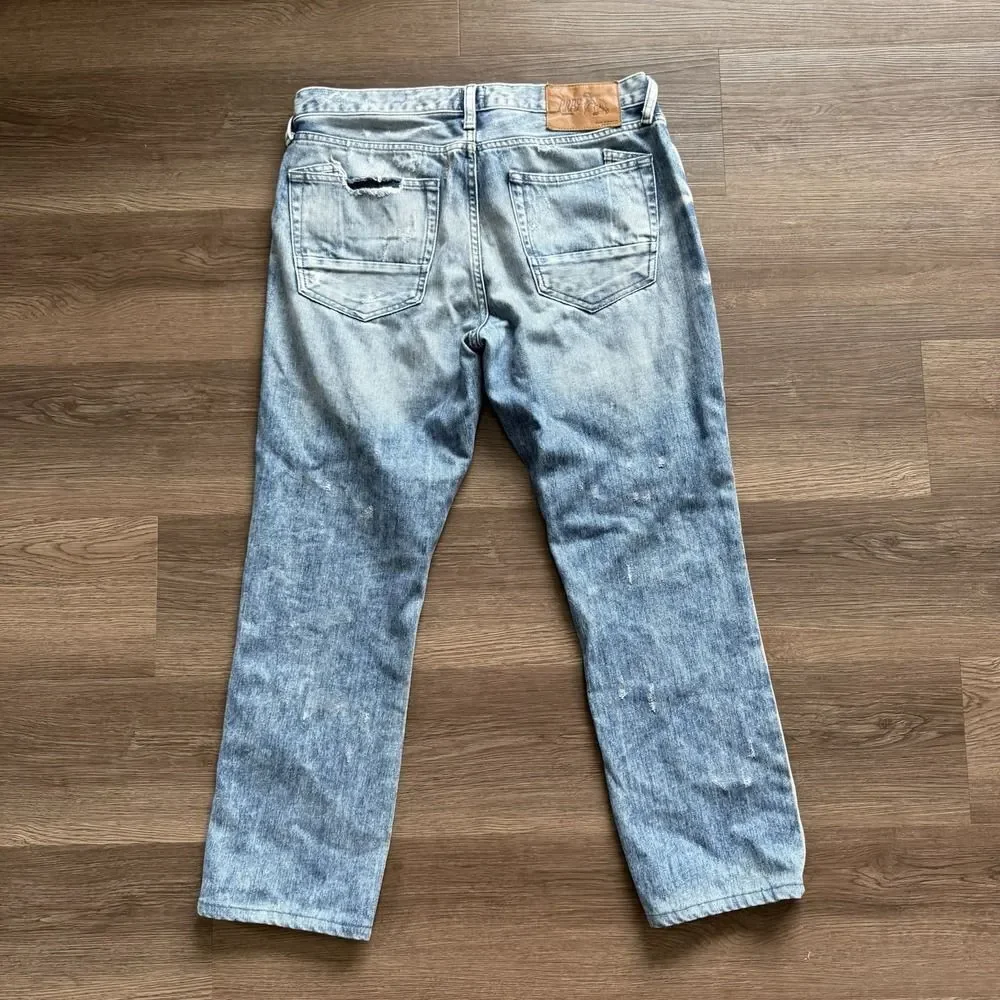 PRPS Demon Fit Mens Size 32 Distressed Button Fly Denim Jeans Light Wash